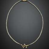 Seed pearl necklace with yellow gold diamond twig central - Foto 1