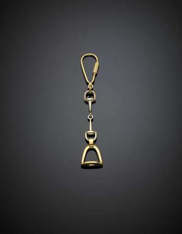 Bi-coloured gold bit and stirrup key ring - Foto 1
