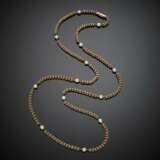 Long yellow gold interwoven necklace with pearls - Foto 1