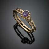 Yellow gold ct. 8.15 circa oval amethyst and small pearls cuff bracelet - Foto 1