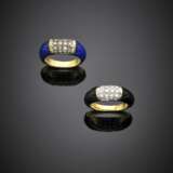 Two bi-coloured gold diamond lapis and onyx ring - photo 1