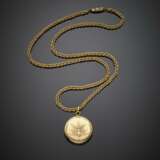 Yellow textured gold chain necklace with cm 4.10 circa pendant locket - фото 1