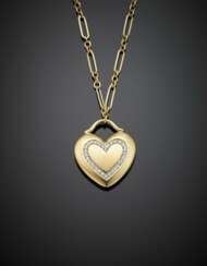 TIFFANY & CO | Yellow gold chain with cm 2.20 circa heart central accented with diamond