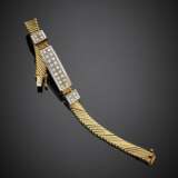 Bi-coloured gold diamond accented supple bracelet - photo 1