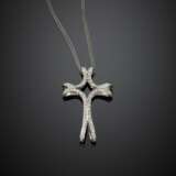 White gold double chain with a cm 4.30 diamond pendant cross - фото 1