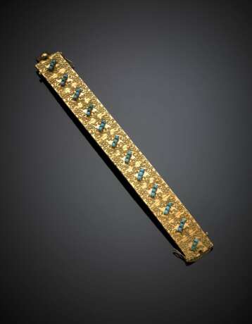 Yellow gold and turquoise modular bracelet - фото 1