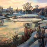 Зимний вечер Leinwand auf dem Hilfsrahmen Ölfarbe Impressionismus Landschaftsmalerei 2001 - Foto 1