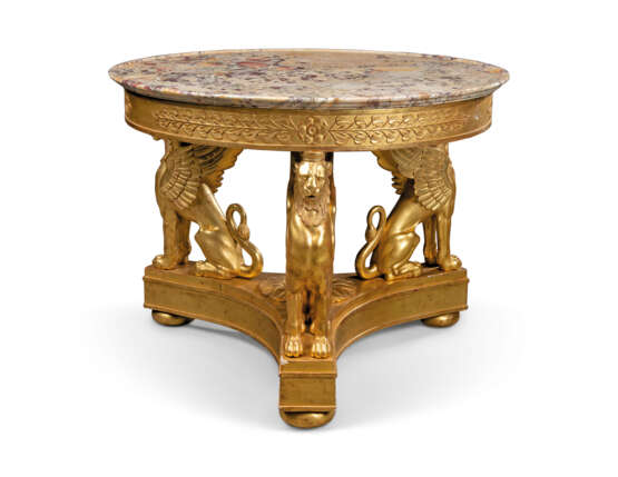 A LATE EMPIRE GILTWOOD CENTRE TABLE - photo 1