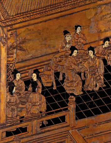 A CHINESE EXPORT COROMANDEL LACQUER EIGHT-LEAF SCREEN - фото 5