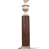A PAIR OF WHITE FOSSILISED MARBLE FLAMING URNS ON A PAIR OF SIMULATED PORPHYRY COLUMNS - фото 5