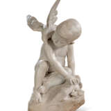 AN ITALIAN WHITE MARBLE GROUP OF A BOY AND BIRD - photo 2