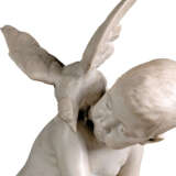 AN ITALIAN WHITE MARBLE GROUP OF A BOY AND BIRD - photo 4