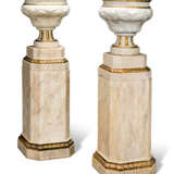 A PAIR OF GREY-VEINED WHITE MARBLE URNS - Foto 1
