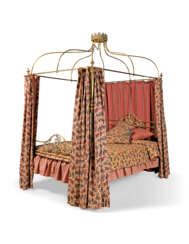 A FRENCH BRASS CAMPAIGN BED