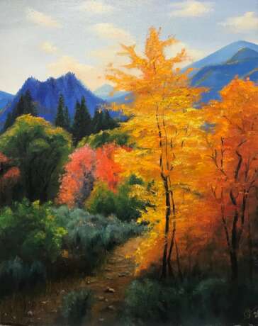 Painting “Autumn in the mountains”, Canvas, Oil paint, Contemporary art, Landscape painting, 2020 - photo 1