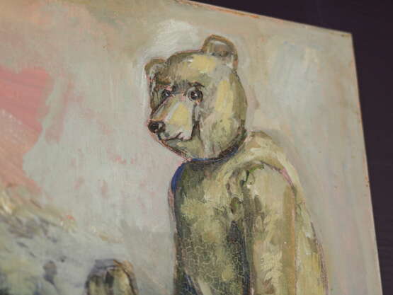 Старинная картина "Кукла и медведь" Фарфор Смотри описание 1985 г. - фото 3