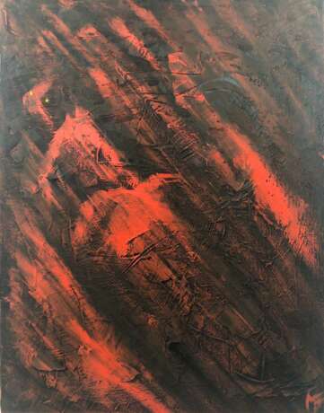 Red rain Canvas Oil paint Abstract Expressionism Mythological painting 2020 - photo 1