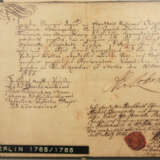 SCHRIFTEN, mit Tinte beschriebenes Papier hinter Glas gerahmt, Berlin/Preussen 1785 - Foto 3