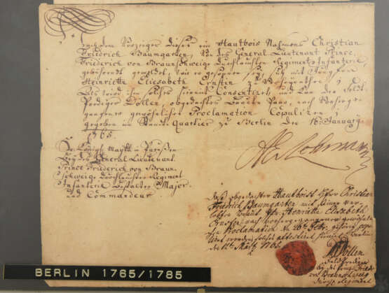SCHRIFTEN, mit Tinte beschriebenes Papier hinter Glas gerahmt, Berlin/Preussen 1785 - фото 3