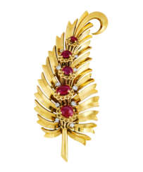 CARTIER RUBY AND DIAMOND BROOCH