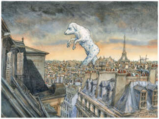 НИКОЛЯ ДЕ КРЕСИ (родился в 1966 г.) Le Yokai de Montmartre Бумага, цветные чернила. Подпись и дата, 30х40 см. 2020.