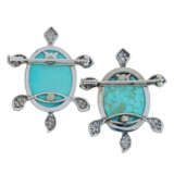 TURQUOISE AND DIAMOND TURTLE BROOCHES - photo 2