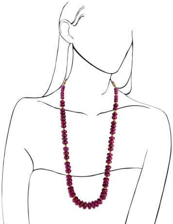 RUBY BEAD AND GOLD NECKLACE - фото 4