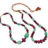 TWO RUBY AND EMERALD BEAD NECKLACES - фото 1