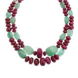 TWO RUBY AND EMERALD BEAD NECKLACES - photo 2