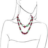 TWO RUBY AND EMERALD BEAD NECKLACES - фото 3