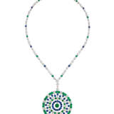Graff. GRAFF EMERALD, SAPPHIRE AND DIAMOND PENDENT NECKLACE WITH GIA REPORT - фото 1