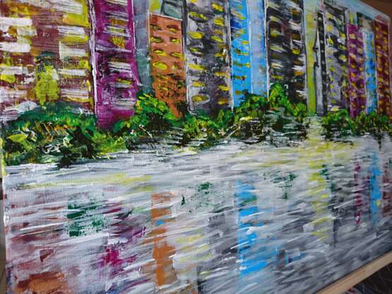 Краски города Canvas on the subframe Acrylic paint Abstract art Landscape painting 2020 - photo 2