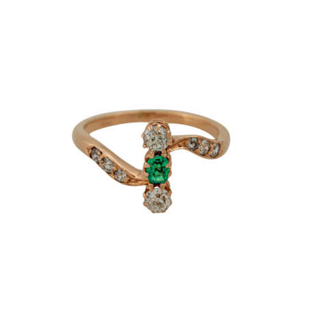 Ring mit Smaragd und Altschliffdiamanten - фото 2