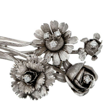 Zitterbrosche "Blumenstrauß" mit Brillanten ca. 0,3 ct, - Foto 5
