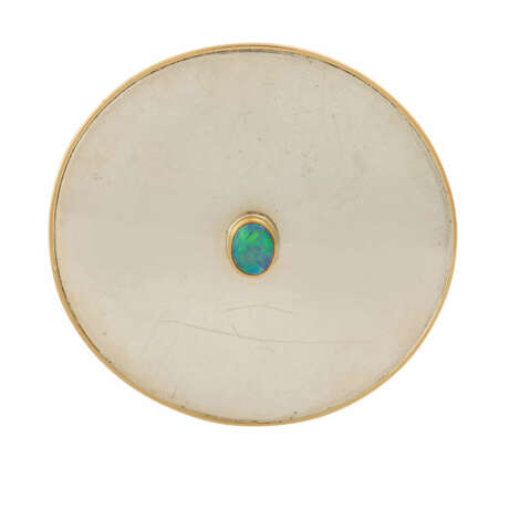 Scheibenbrosche mit ovalem Opal, - Foto 1