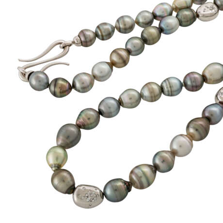 WEMPE außergewöhnliche Tahiti-Perlenkette mit Brillanten, zusammen ca. 3,7 ct, - фото 4