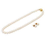 Set aus Akoya Perlenkette mit Perlohrsteckern, - фото 1