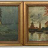 AUGUST BRAUNSCHWEIGER:", Zwei holländische Landschaftszenen", Öl auf Holz, gerahmt und signiert, um 1910 - photo 1