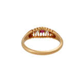 Ring mit 3 Rubinen und 2 Altschliffdiamanten - Foto 4