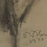EMILE W. HERZ. "Mann mit Pfeife", Bleistift auf Papier, hinter Glas gerahmt, signiert und datiert - Foto 2