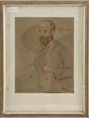 GEORG RICHTER-LÖSSNITZ,"Porträt von links", Aquarellkreide auf Papier, hinter Glas gerahmt, signiert und datiert