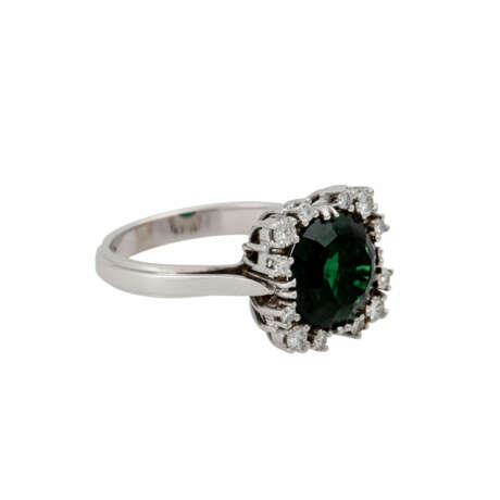 Ring mit intensiv grünem Turmalin 3,2 ct und Diamanten zusammen ca. 0,27 ct - Foto 1