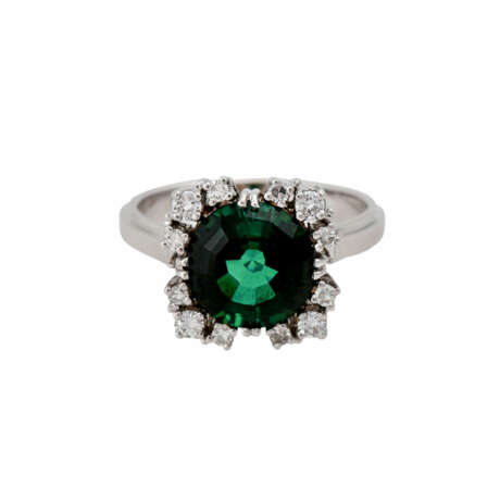 Ring mit intensiv grünem Turmalin 3,2 ct und Diamanten zusammen ca. 0,27 ct - Foto 2