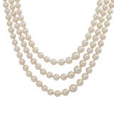 Perlenkette 3-reihig mit Granatschließe, - Foto 2