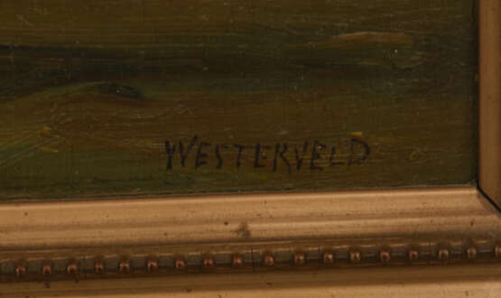 WESTERVELDurchmesser: "Fischersfrauen", Öl auf Holzplatte, gerahmt und signiert - Foto 2