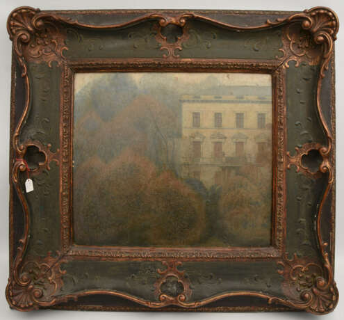 KÜPPER: "Villa im Park", Öl auf Holzfaserplatte, gerahmt und signiert, um 1895 - Foto 1