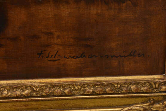 F.SCHWABENMÜLLER:" Am Seeufer", Öl auf Leinwand, gerahmt und signiert, 1. Hälfte 20. Jahrhundert - Foto 6