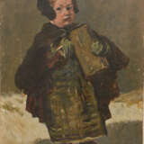 UNBEKANNTER KÜNSTLER: "Mädchen mit Drehleier", Öl auf Leinwand, um 1880 - Foto 1