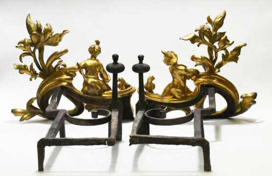 Paris. Paar Kaminböcke mit sitzendem Chinesenpaar Style Louis XV - photo 3