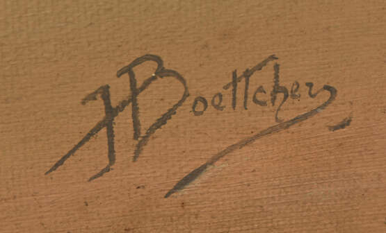 H.BOETTCHER:" "Löwenpaar", Öl auf Leinwand, gerahmt und signiert, 1. Viertel 20. Jahrhundert - Foto 2